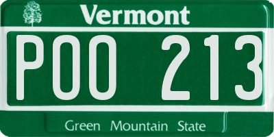 VT license plate POO213