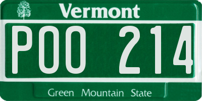 VT license plate POO214