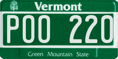 VT license plate POO220