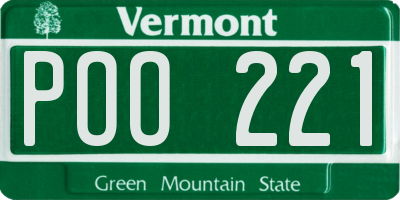 VT license plate POO221