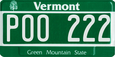 VT license plate POO222