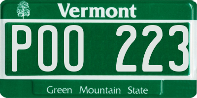VT license plate POO223