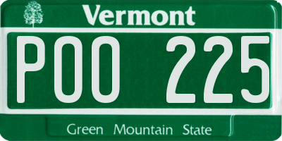 VT license plate POO225