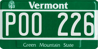 VT license plate POO226