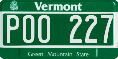 VT license plate POO227