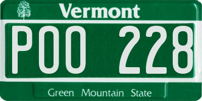 VT license plate POO228
