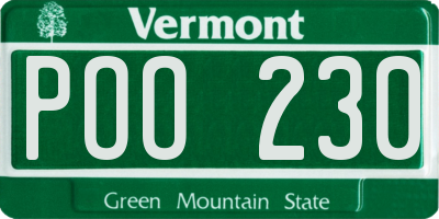 VT license plate POO230