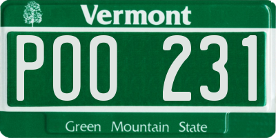 VT license plate POO231