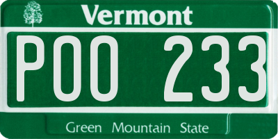 VT license plate POO233