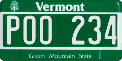 VT license plate POO234
