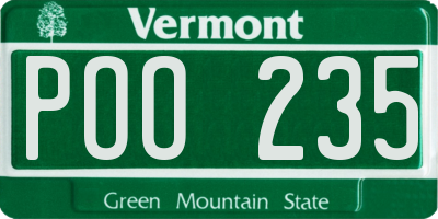 VT license plate POO235