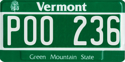VT license plate POO236
