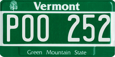 VT license plate POO252