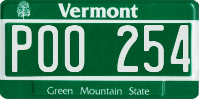 VT license plate POO254