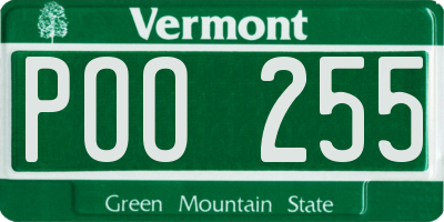VT license plate POO255