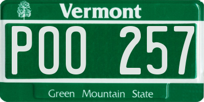 VT license plate POO257