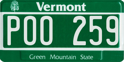 VT license plate POO259