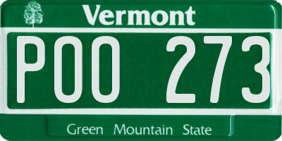 VT license plate POO273
