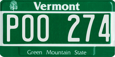 VT license plate POO274