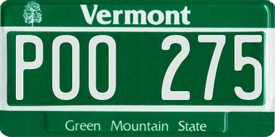 VT license plate POO275