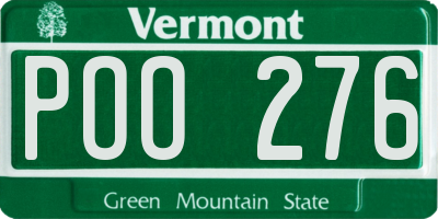 VT license plate POO276