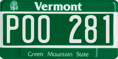 VT license plate POO281
