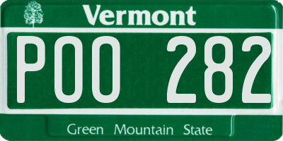 VT license plate POO282