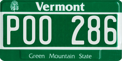 VT license plate POO286