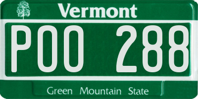 VT license plate POO288