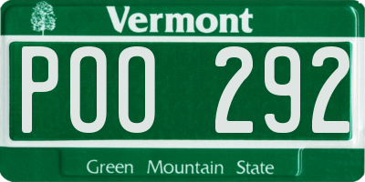 VT license plate POO292