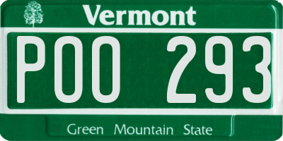 VT license plate POO293