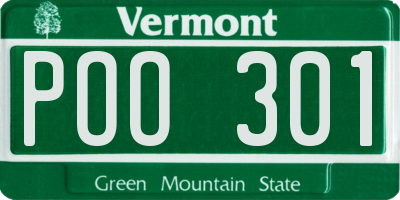 VT license plate POO301