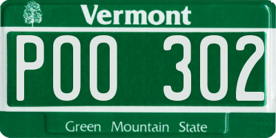 VT license plate POO302