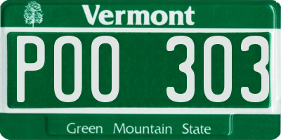 VT license plate POO303