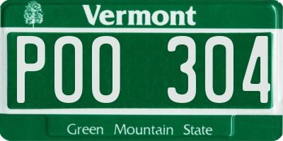 VT license plate POO304