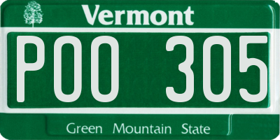 VT license plate POO305