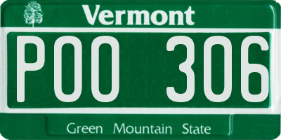 VT license plate POO306