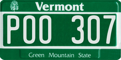 VT license plate POO307