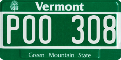 VT license plate POO308