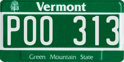 VT license plate POO313