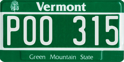 VT license plate POO315