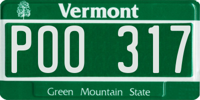 VT license plate POO317
