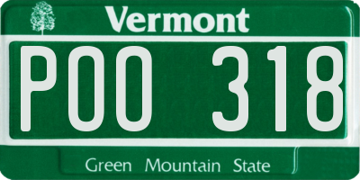 VT license plate POO318