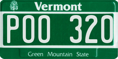 VT license plate POO320