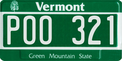 VT license plate POO321