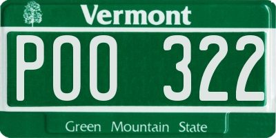 VT license plate POO322