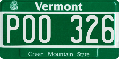 VT license plate POO326