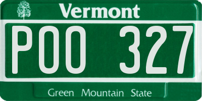 VT license plate POO327