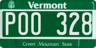 VT license plate POO328