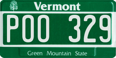 VT license plate POO329